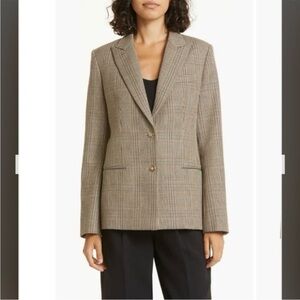 TWP Husband Plaid Virgin Wool Blazer in Beige/Green/Brown Size S